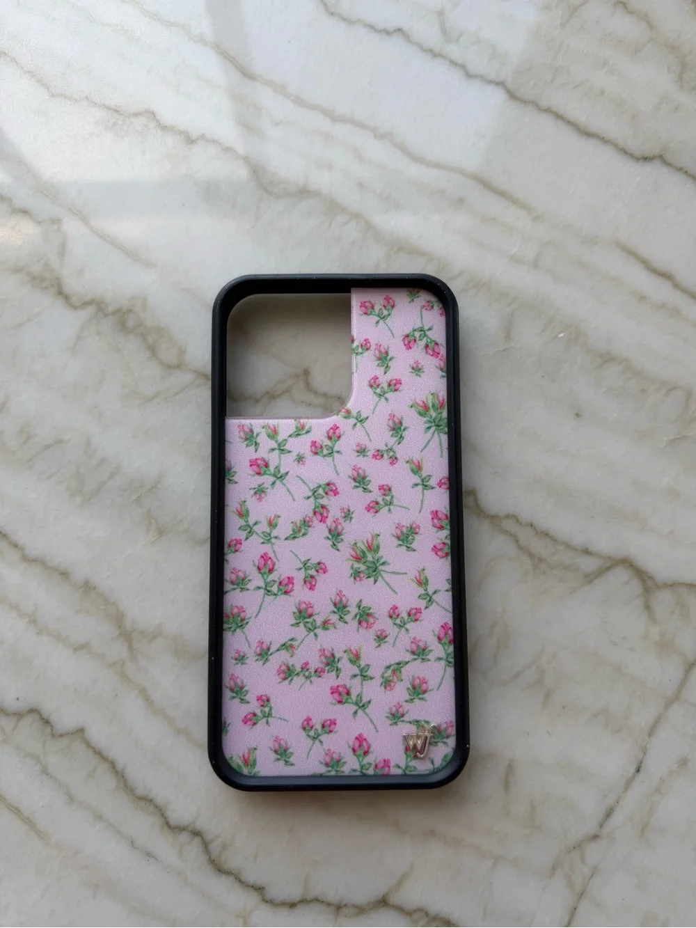 Wildflowers Pink Floral Phone Case with Black Bumper for iPhone 14 ProMax